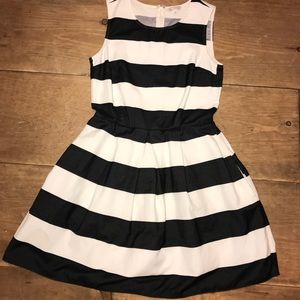 A white and black striped dress